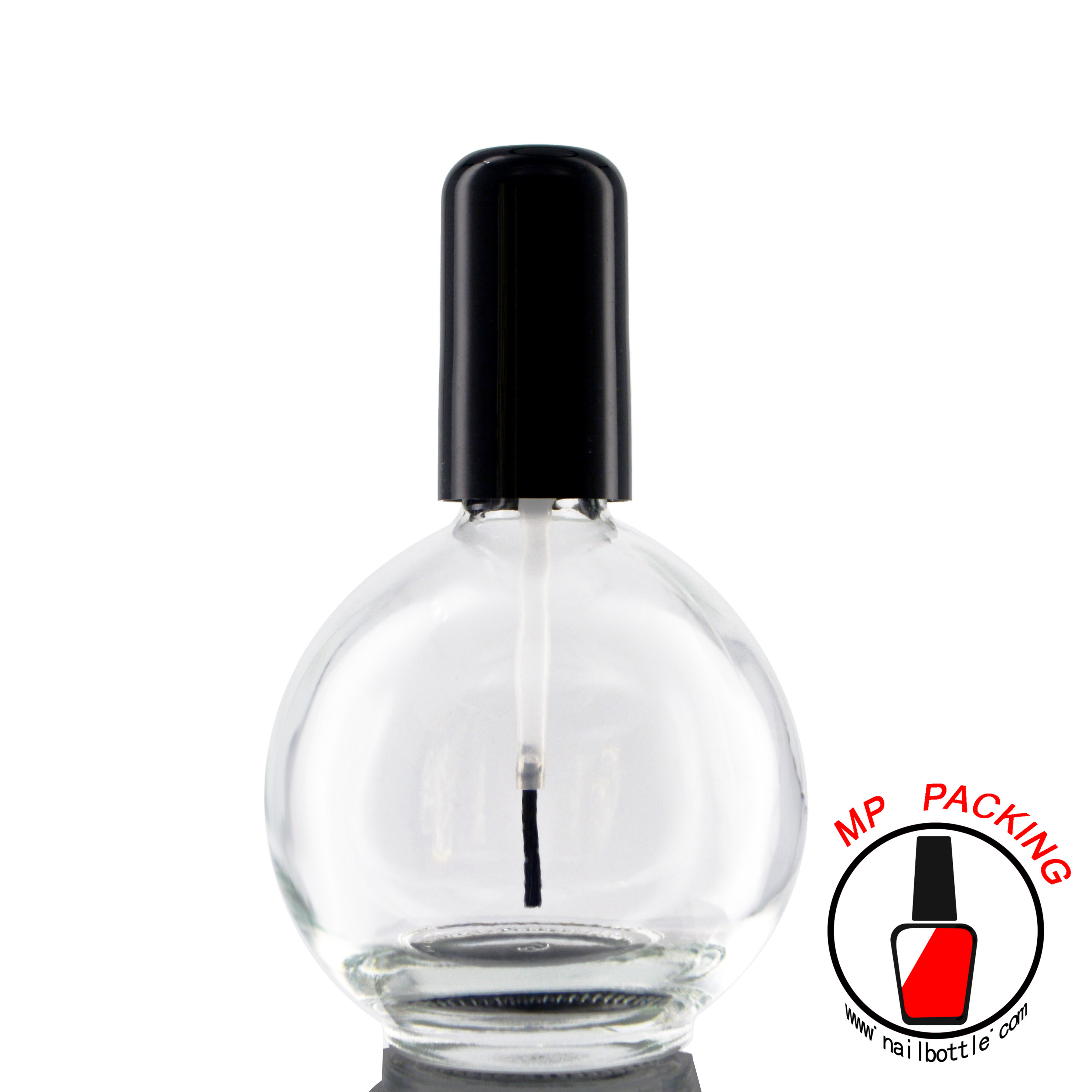 cuticle oil 75ml bottle clear glass with lid and brush  - 副本