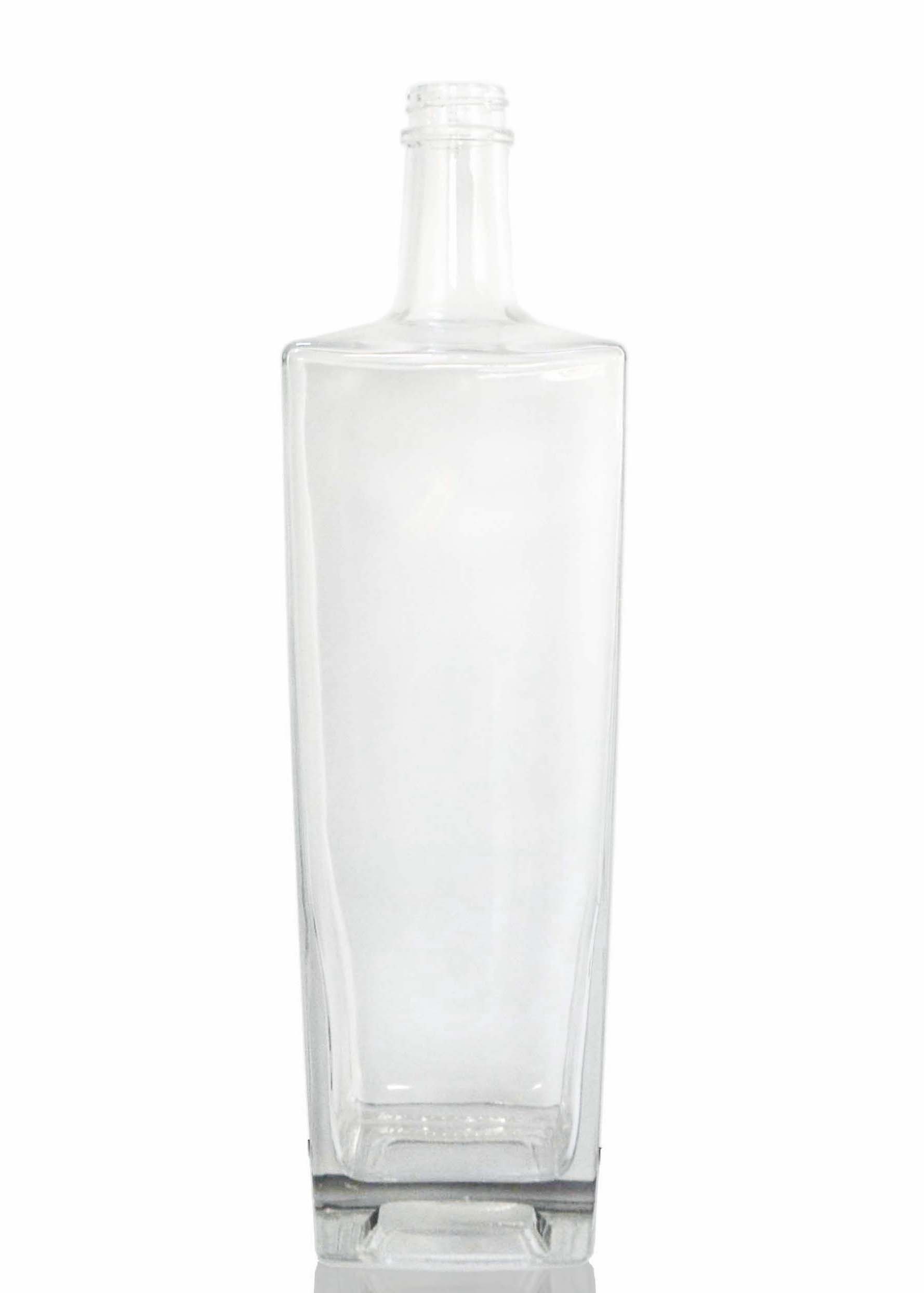 French square shape glass liquor bottle supplier 