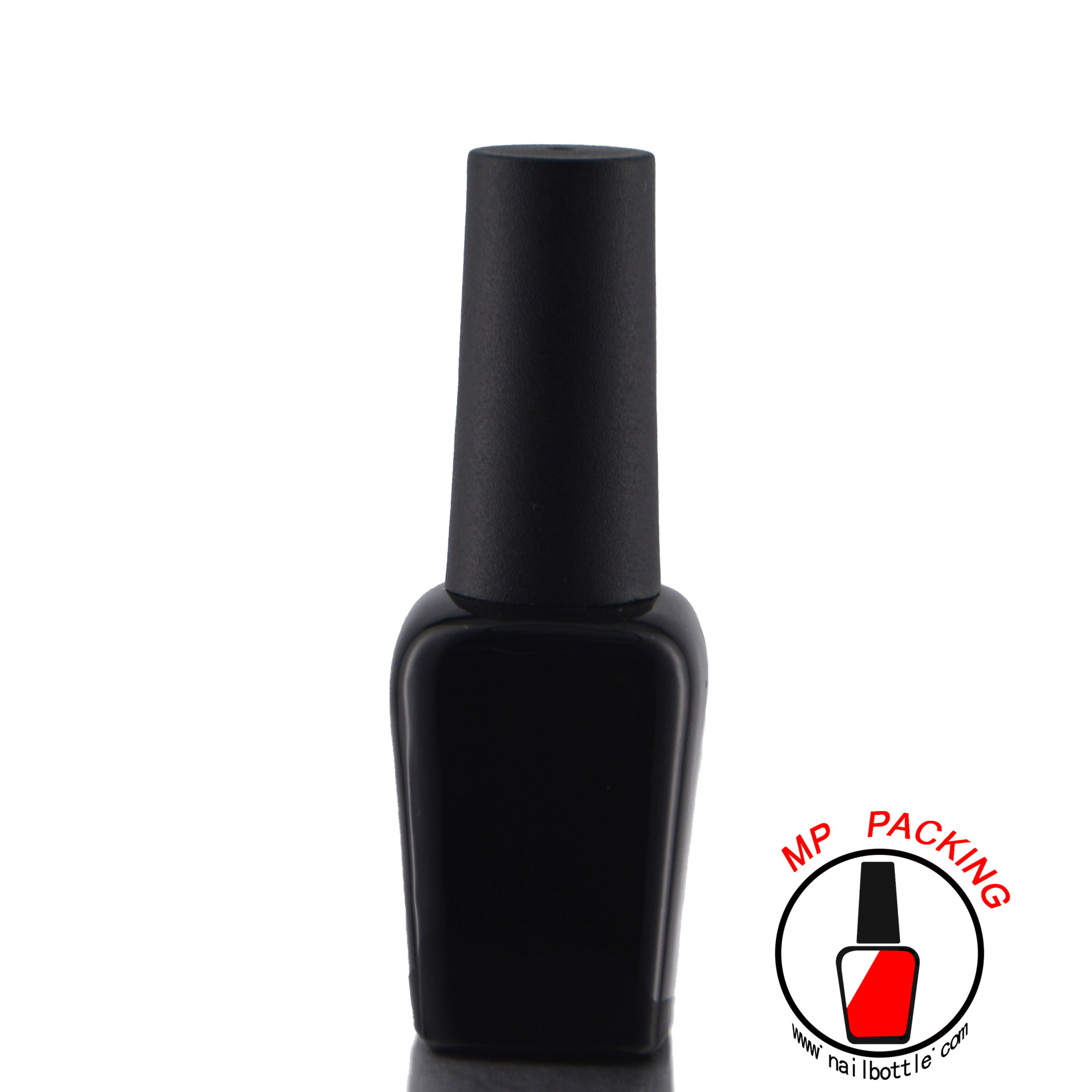 black bottle gel polish cap and brush 