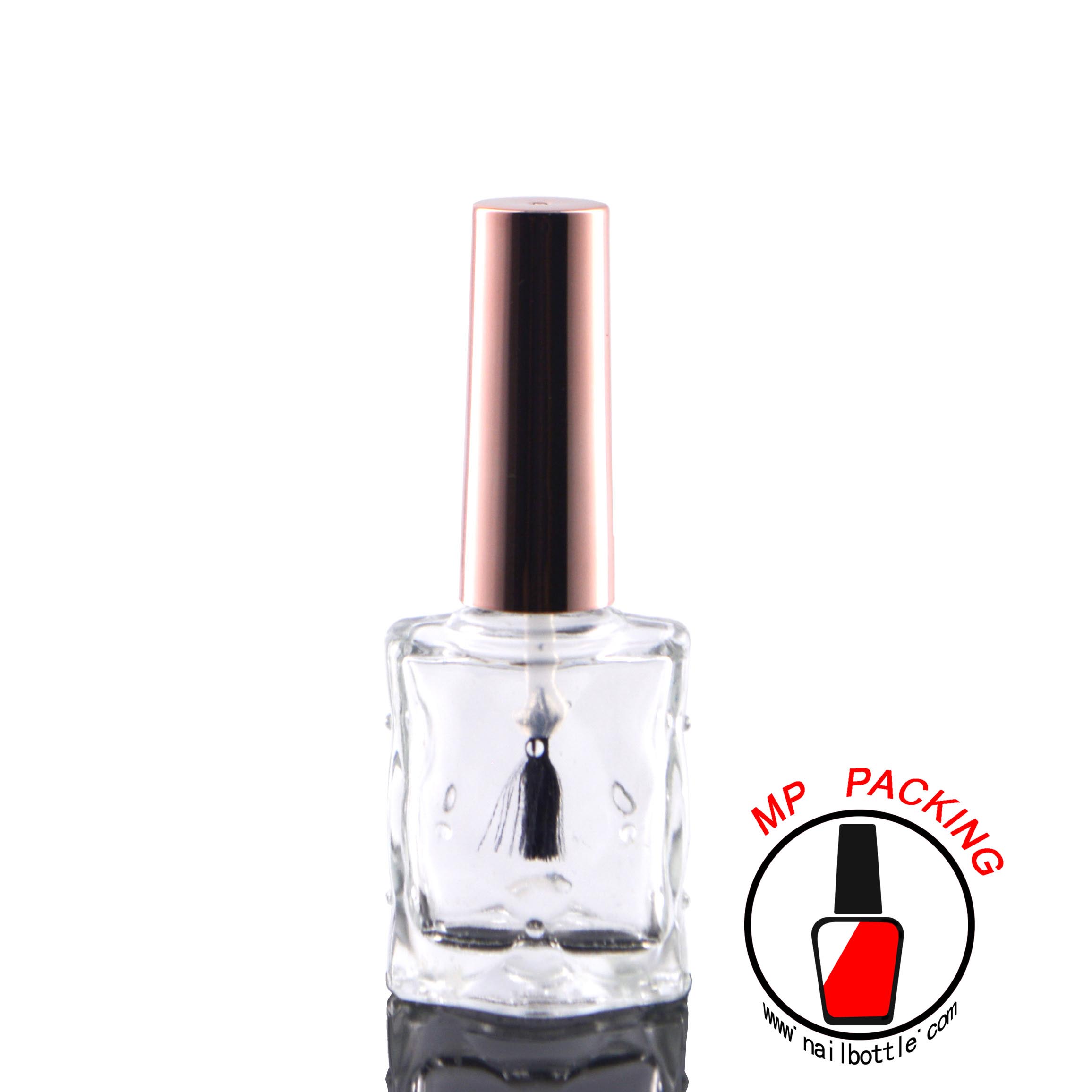 nail varnish empty bottle with black lid and nail polish brush 