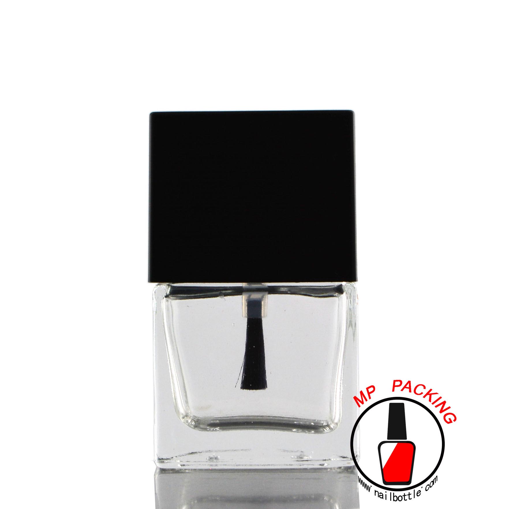 square shaped nail polish bottle with lids and brush 