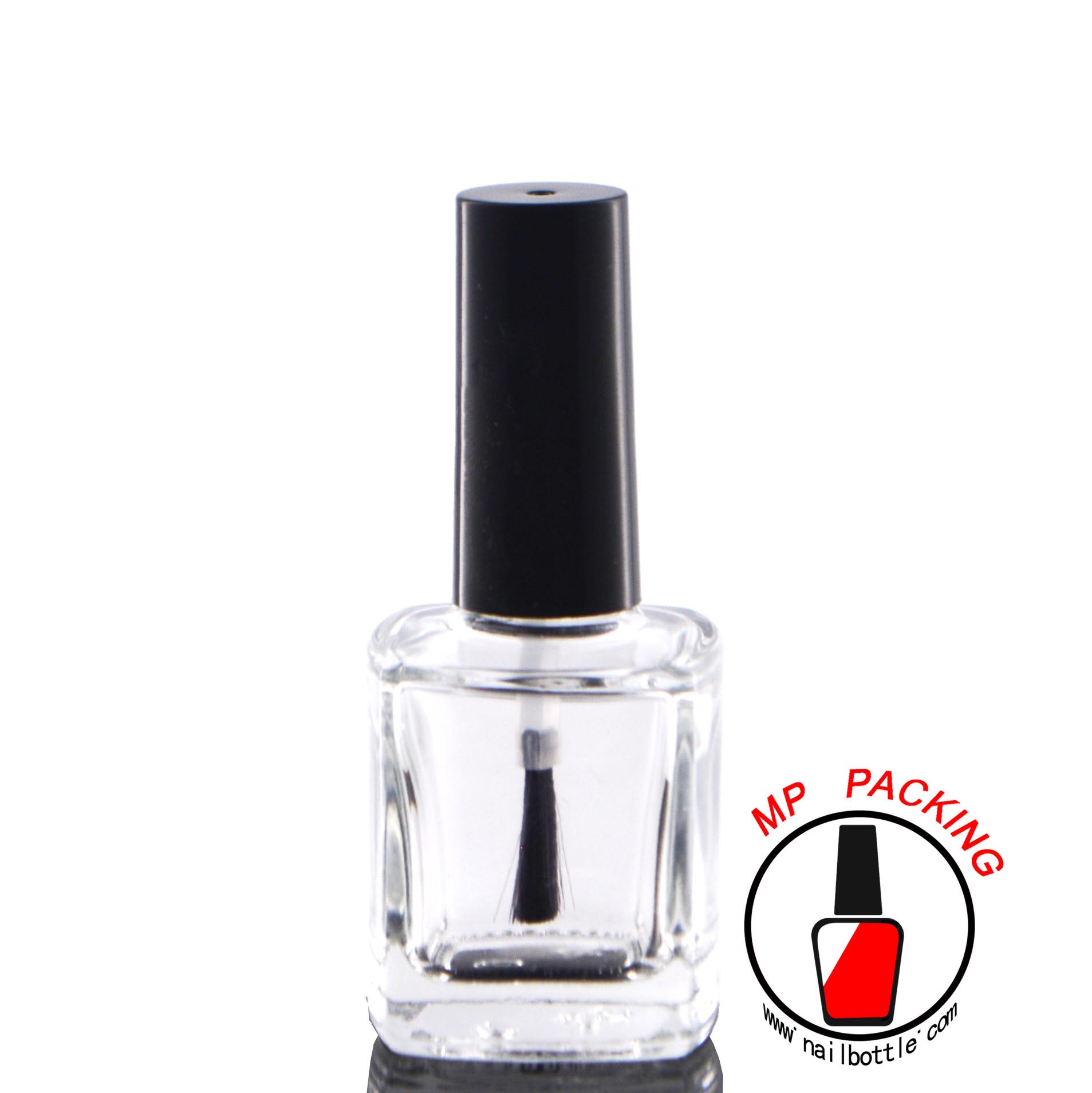 empty nail polish bottles square shape with brush and cap 