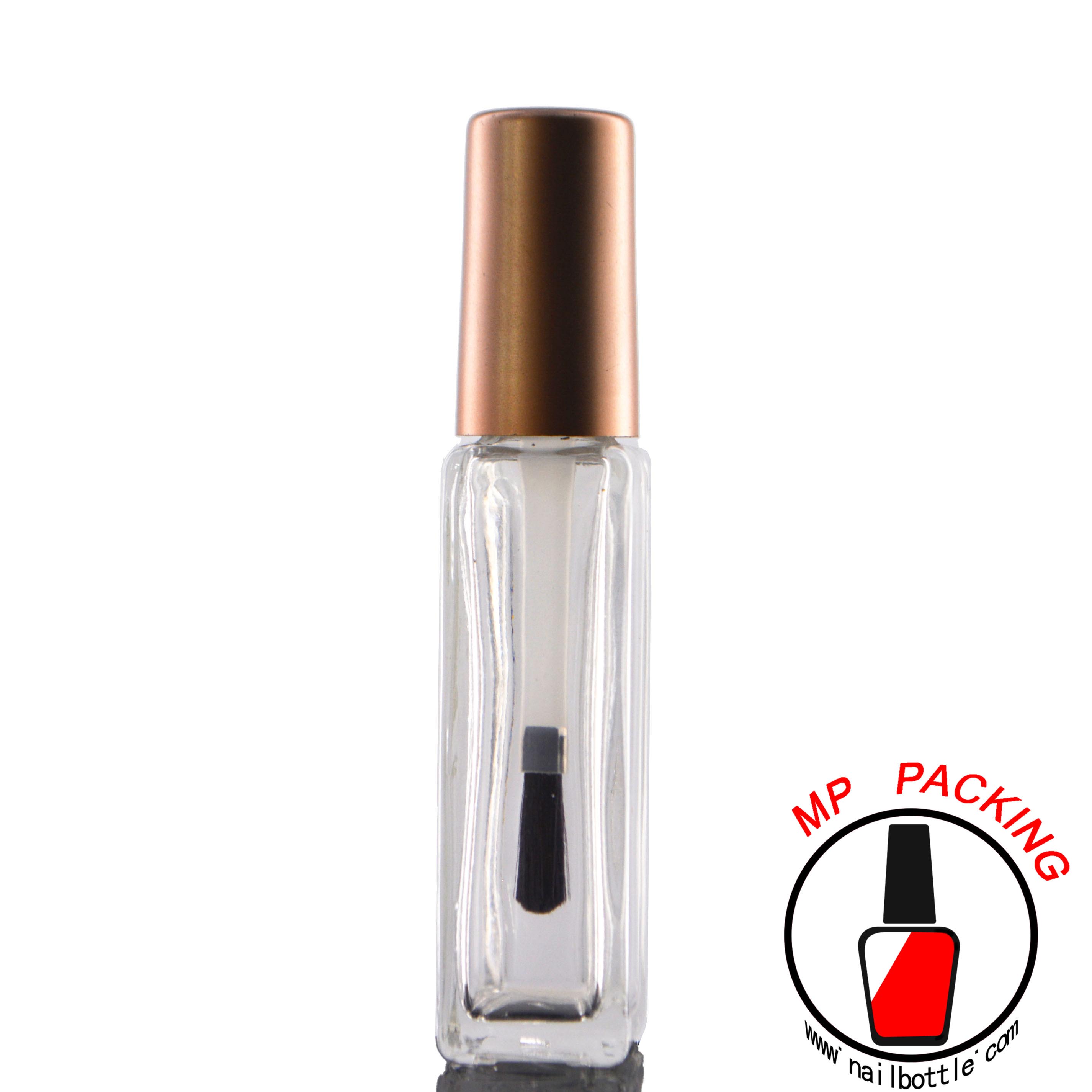 french square empty nail polish bottle with lids and brush 