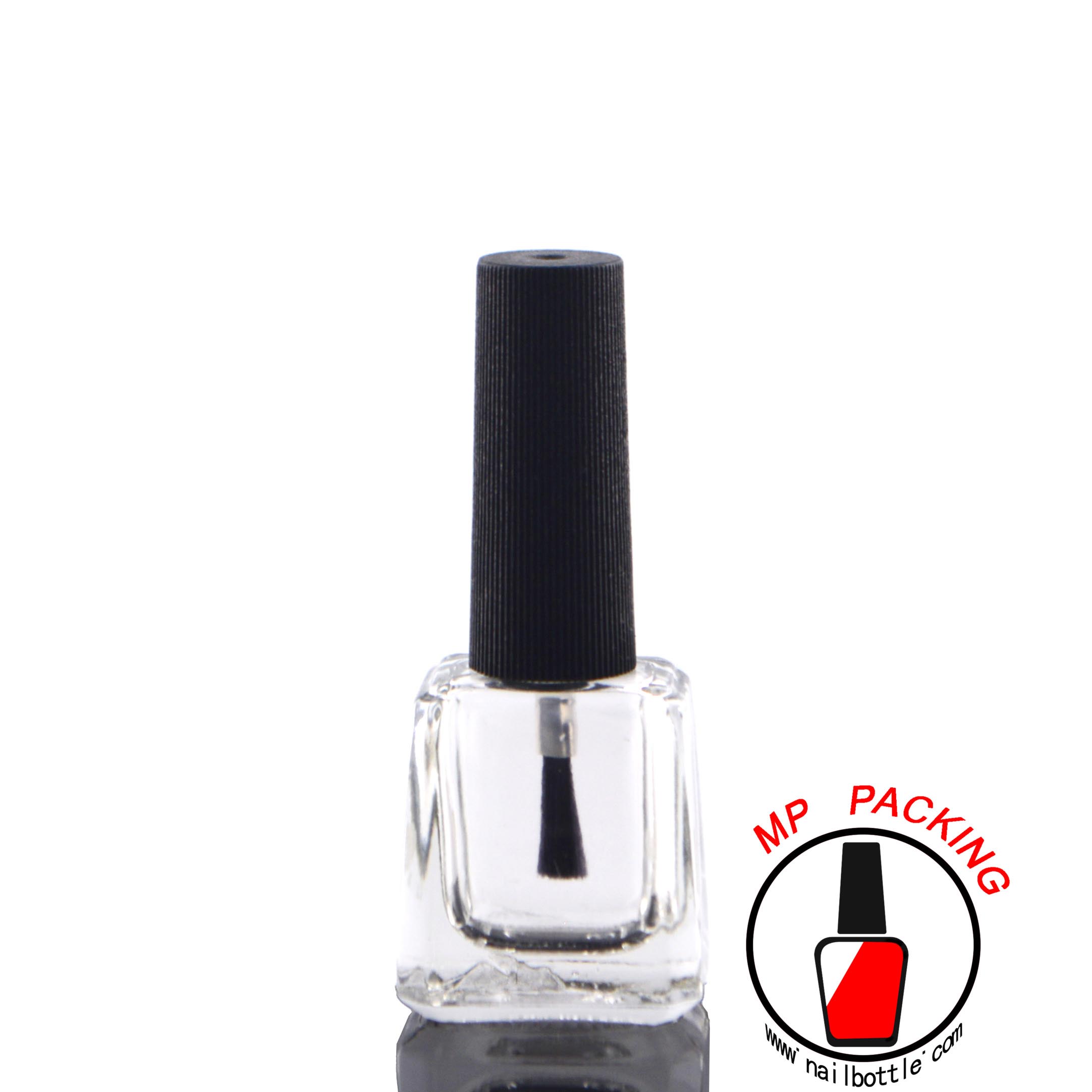 Trapezoidal empty nail polish bottle with lids and brush 