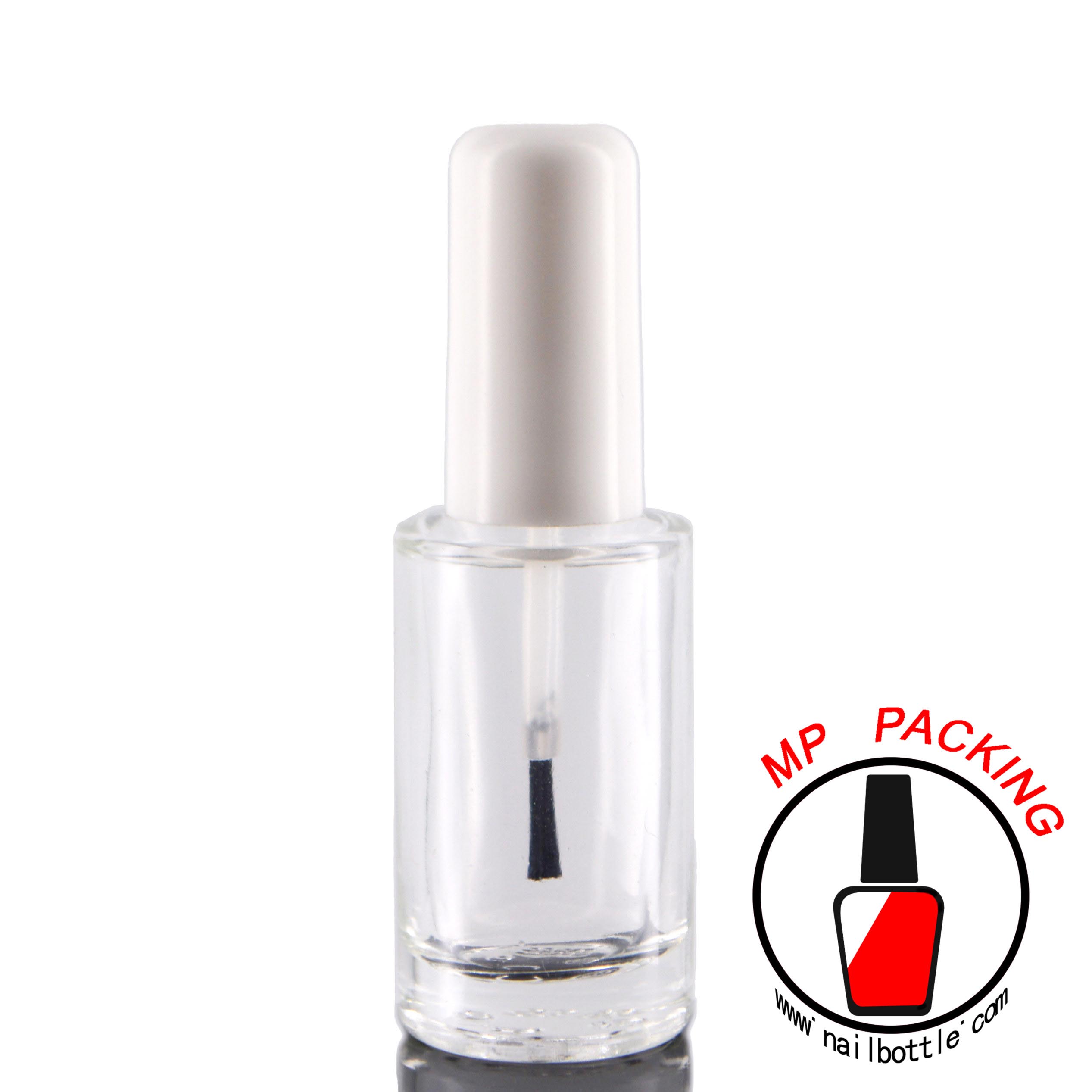 cylinder shaped empty nail polish glass bottle with lids and brush