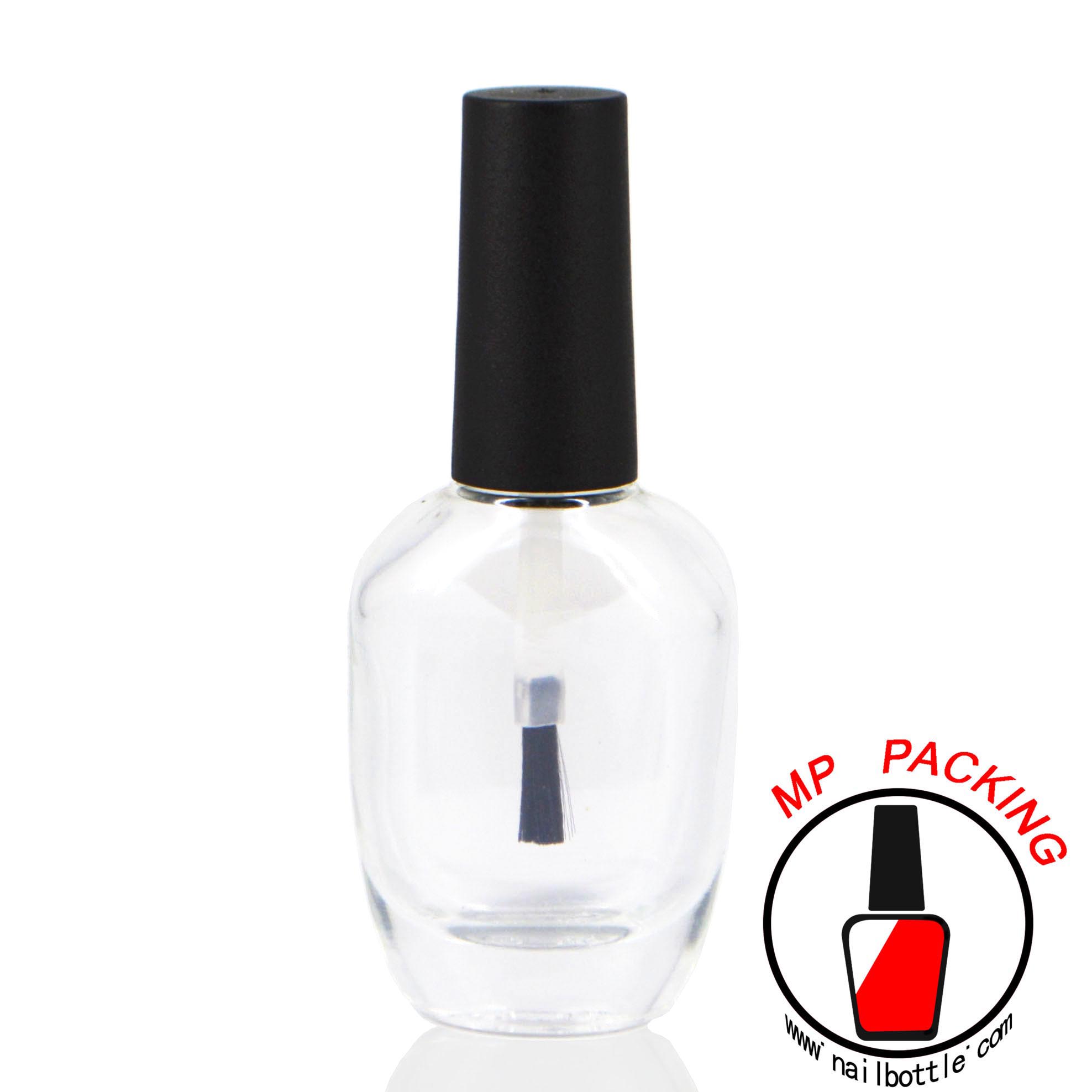 flat round shape empty nail polish bottle with lids and brush 