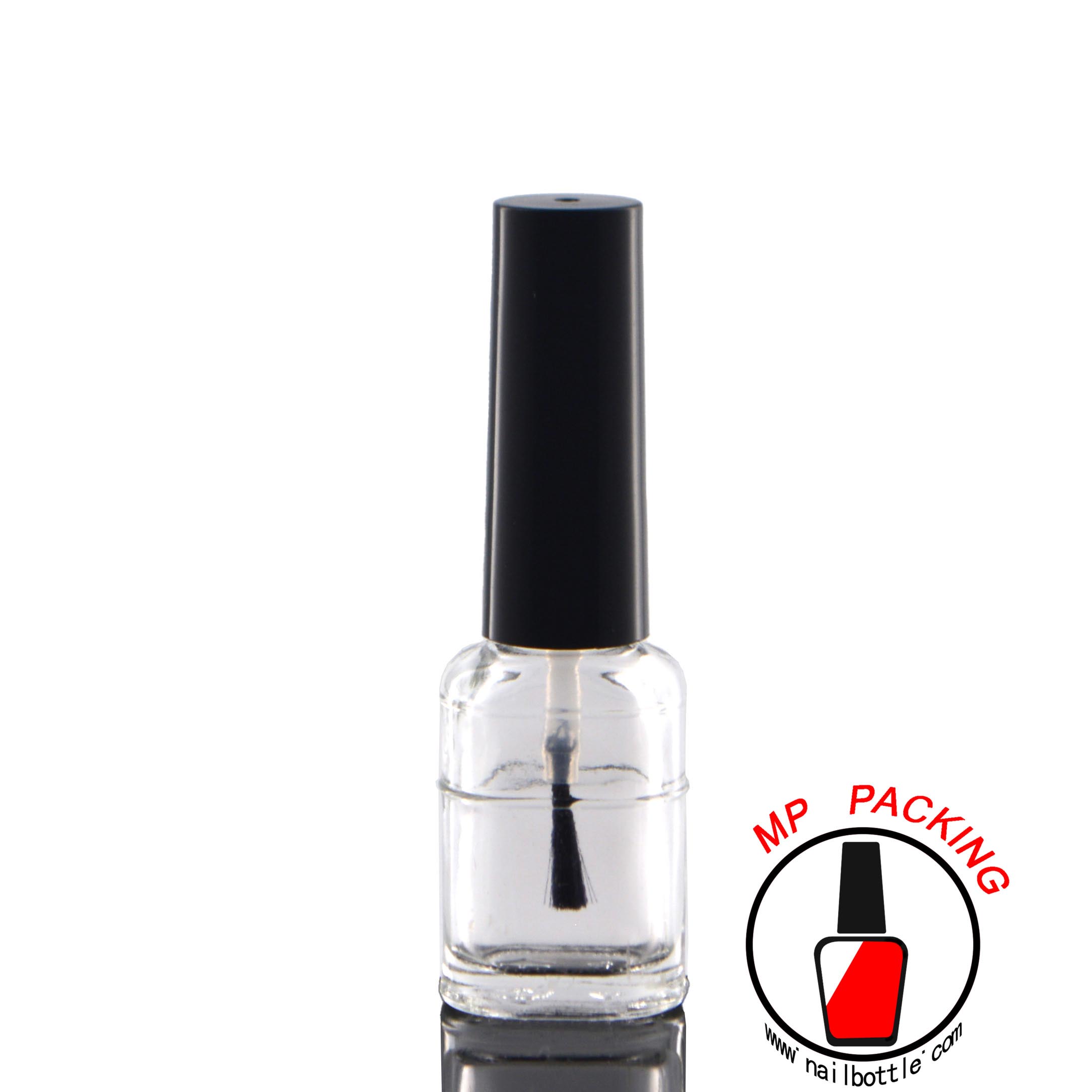 oval shape empty nail polish glass bottles with lids and brush 