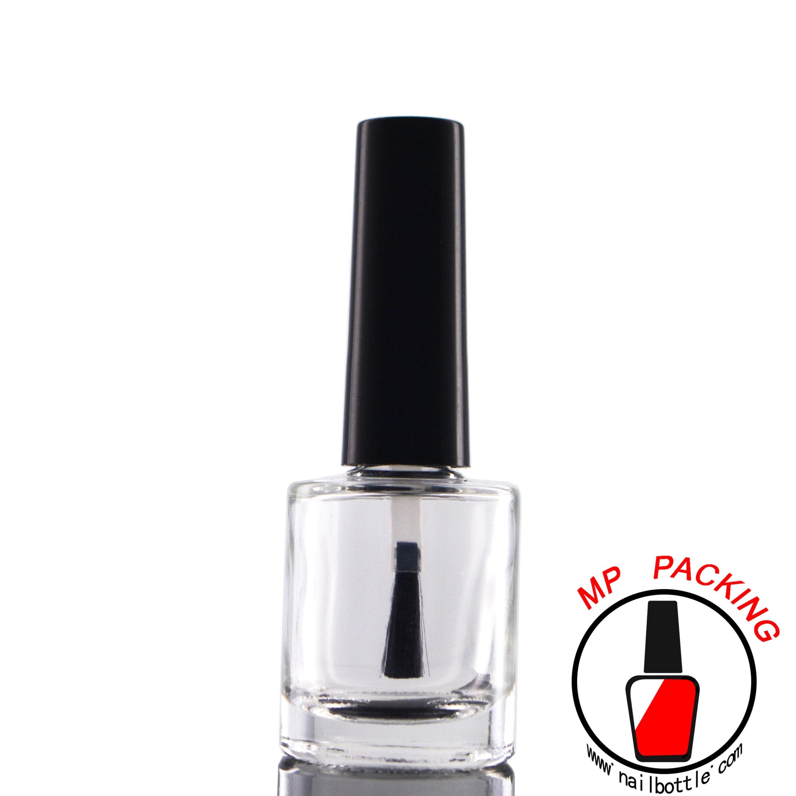 cylinder glass empty nail polish bottle with lids and brush 