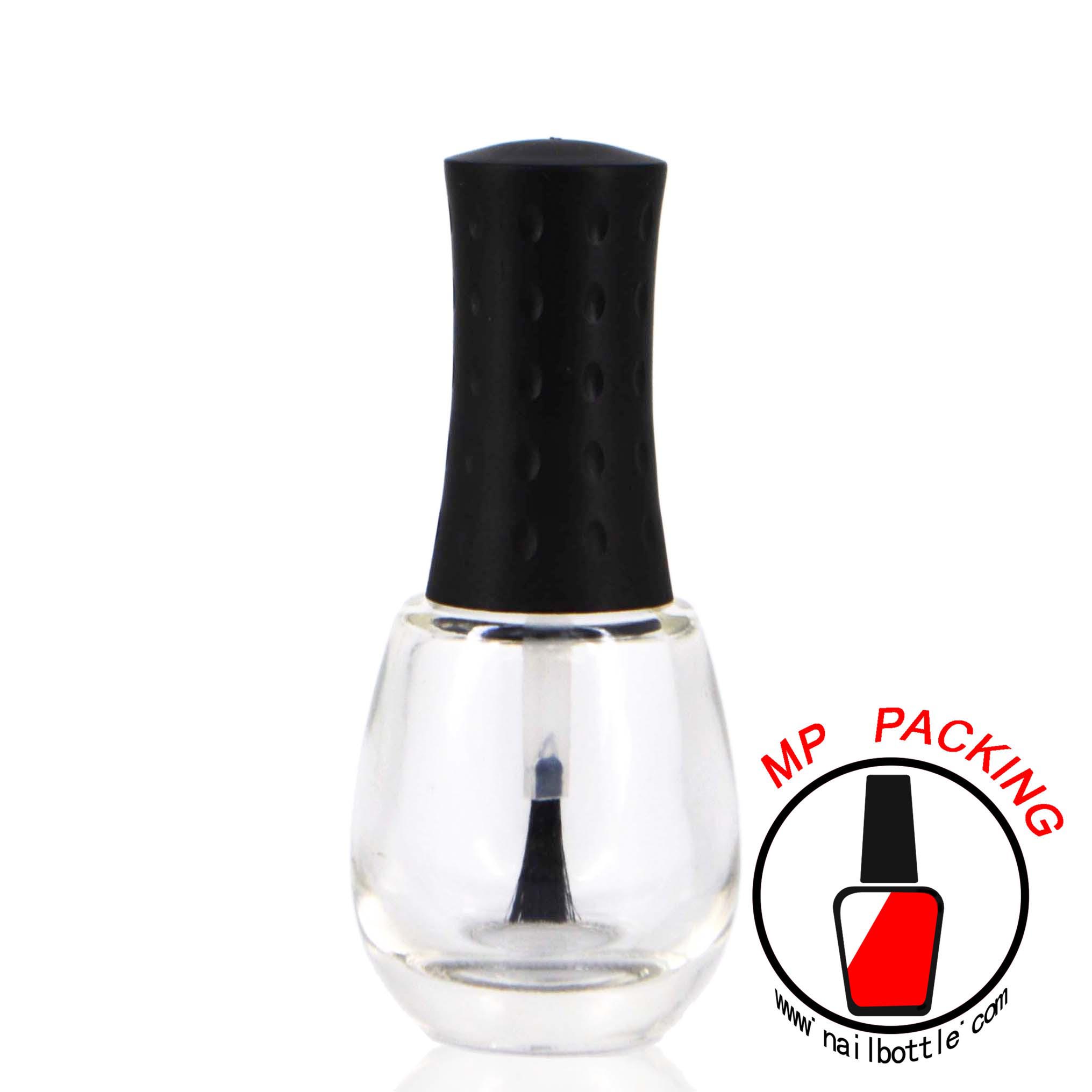 high white glass empty nail polish bottle with lids and brush 