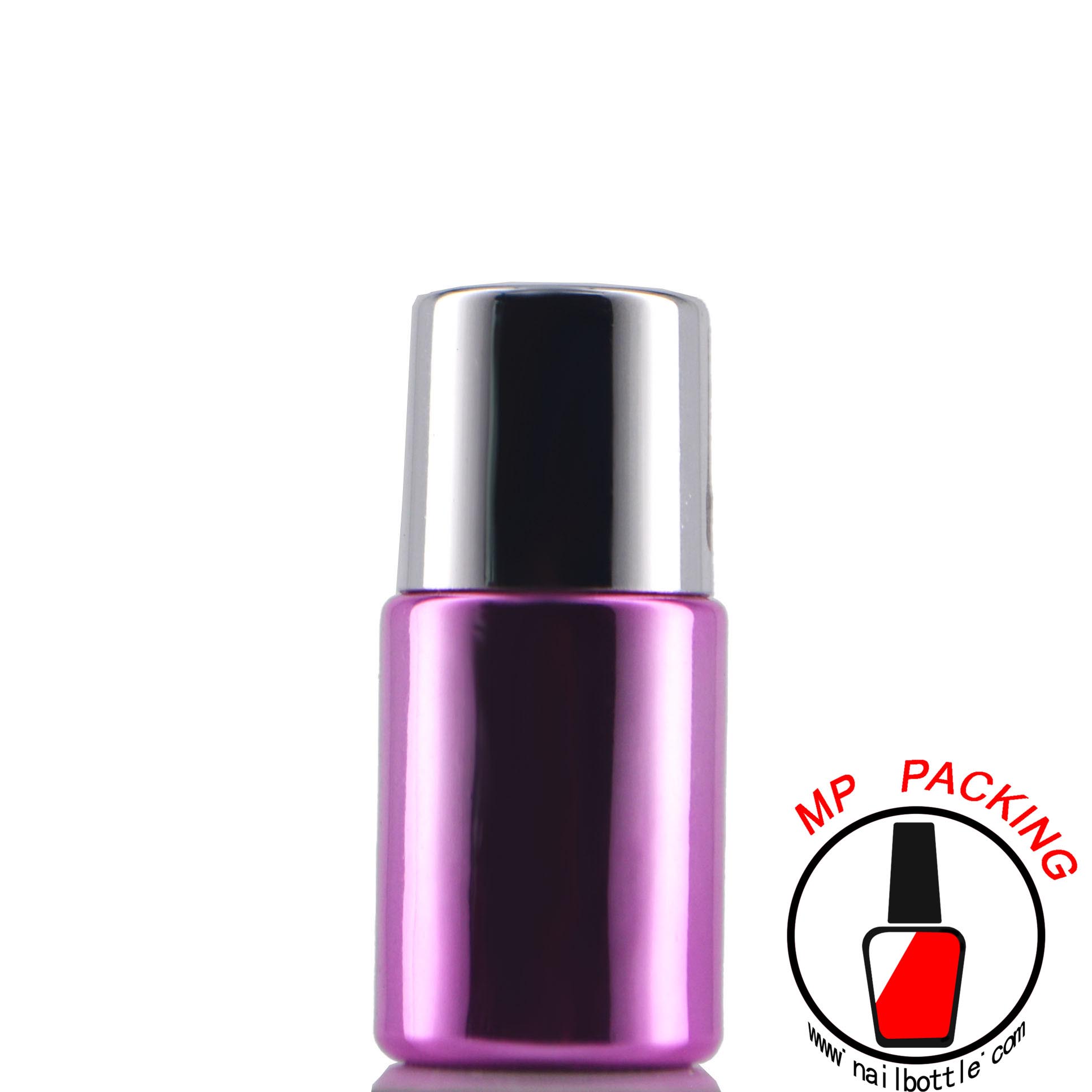 mirror effect gel polish pink bottle and cap with brush 