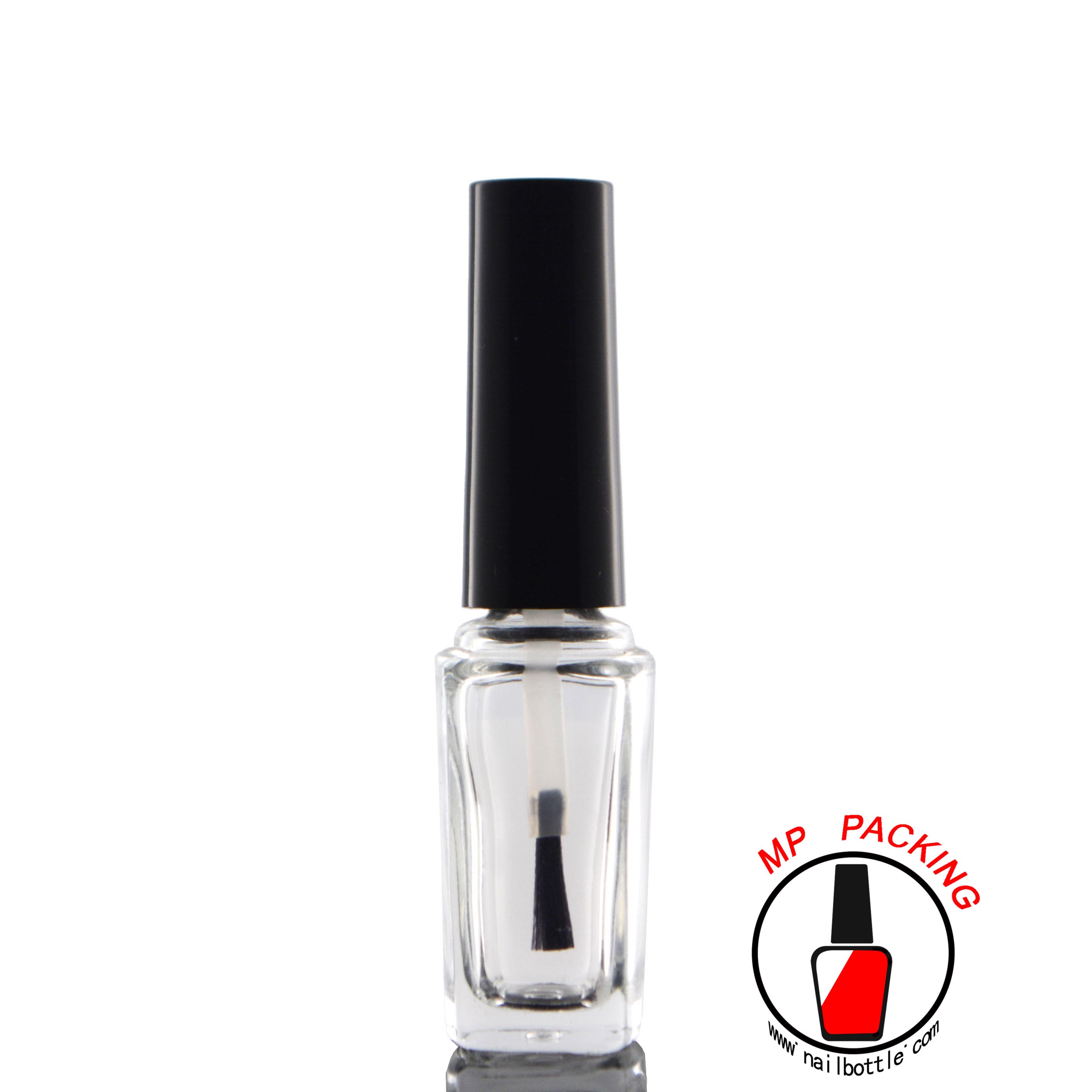 clear glass square bottle empty nail polish bottles with cap and brush 